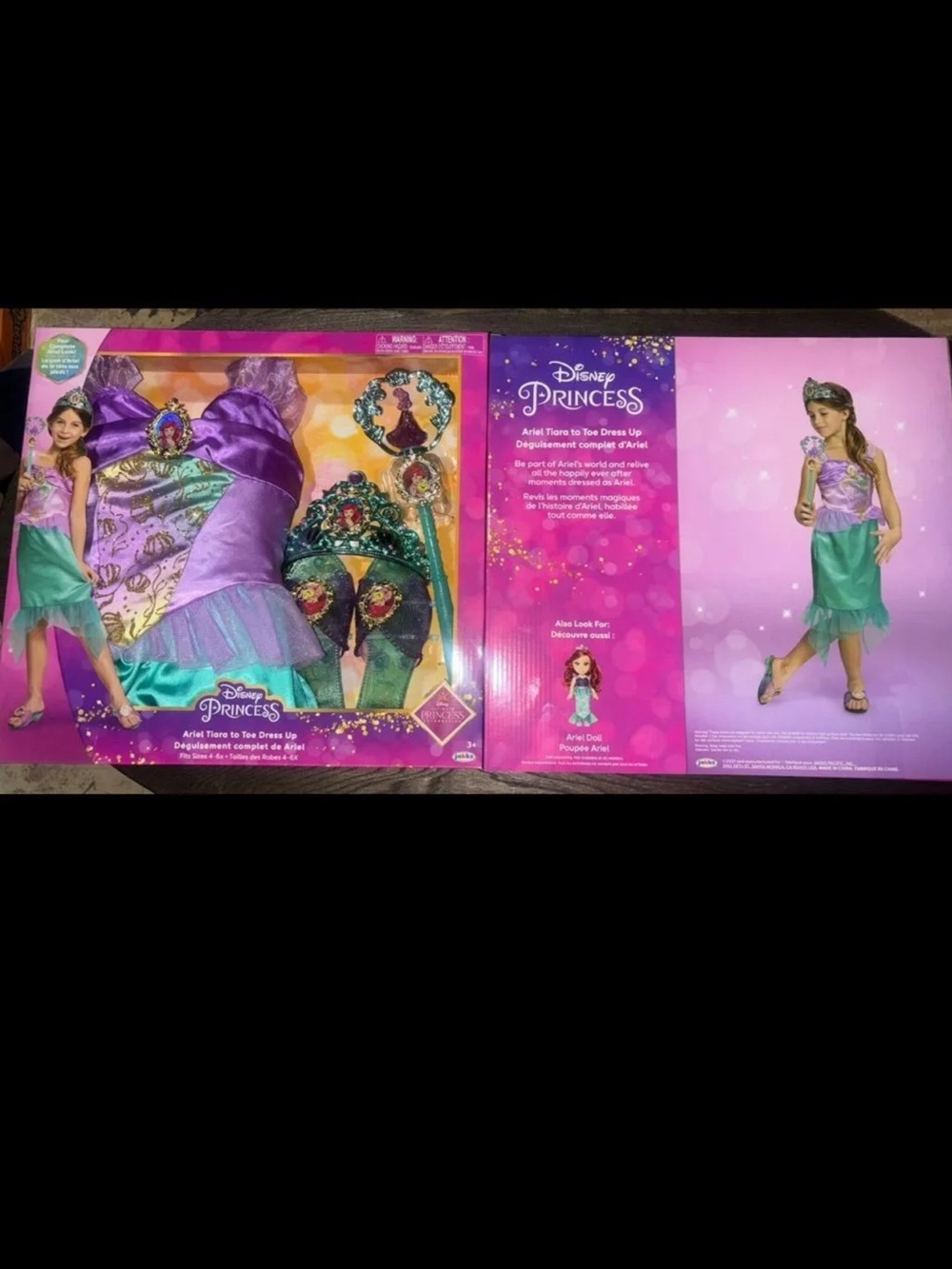 Disney Princess Ariel Tiara Dress up Set, Girls’ Costume Includes 5 Pieces